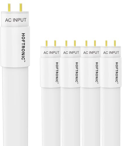 HOFTRONIC - 5-Pack LED Tubes 4ft - 18 watts 1980 lumens (110 lm/W) - T8 G13 - Flicker-Free - Warm White 3000 K Tube lamp - Lifetime: 30,000 Hours 3-Year Warranty
