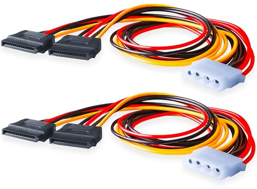 ELFJMZP Cable adaptador de corriente Molex a SATA Dual, 4 pines, 18 AWG 40 cm, 2 unidades