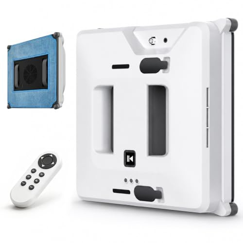 LADECNERHT Robot Lavavetri Intelligente, Lavavetri Automatico con Doppio Spruzzo Incrociato, Aspirazione 2800 Pa, Serbatoio da 60 ml, Telecomando, per Finestre, Specchi e Box Doccia in Vetro