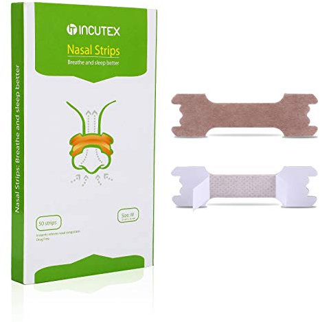 Incutex 50 Stück Nasenpflaster gegen Schnarchen Nasenstrips Schnarchstoppper, Größe M