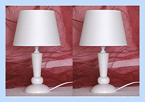 Paolo Rossi Lampada lumetto da Comodino abat Jour in Legno tornito - Produzione Propria - Made in Italy (Bianca Coppia)