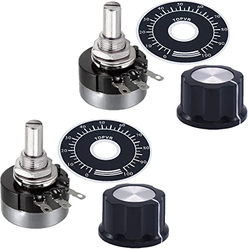 CenryKay 2PCS RV24YN20S B103 10K ohm Single Turn Carbon Film Rotary Taper Potentiometer+2PCS A03 Knob + 2PCS Dials