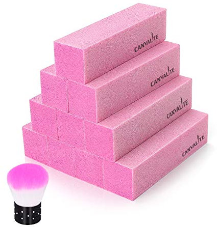 Canvalite 10 Stück Buffer für Gelnägel Rosa Buffer Nagelfeile Nagel mit Buffer Pinsel Buffer für Nägel Nageldesign Nagelkunst ManiküRe Werkzeug Nagel Buffer Feile Block