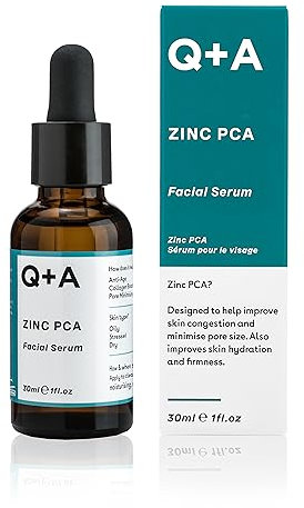 Q+A Zinc PCA Facial Serum (30ml), 99% Natural, Pore-Refining & Firming Serum with Zinc PCA and Reishi & Shiitake Mushrooms, Reduces Redness & Blemishes, Fragrance Free, Vegan & Cruelty Free Skincare