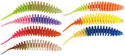 Paladin 6,5cm Probaits Feinripp Mix Gummiköder - 7 Forellenköder, Farbe/Geschmack:Mix Double Color/Bubble Gum