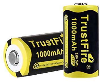 TrustFire 17335 Li-Ionen Akku 1000mAh 3V wiederaufladbar (2 x Akku)