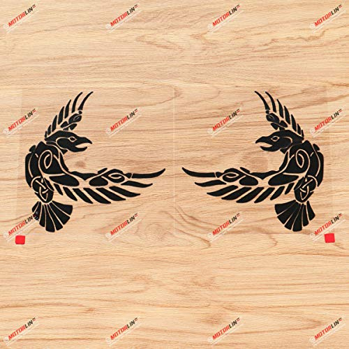 Odin Rabe Aufkleber Sticker Vinyl Wikinger Nordisch Nord Keltischer Knoten - Paar Schwarz, 15,2 cm - Spiegelbilder umgekehrt - für Auto Boot Laptop 01291