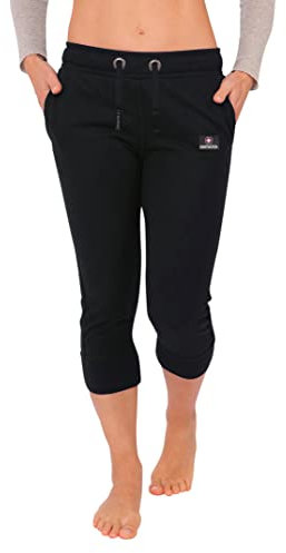 Northster 3/4 Damen Sporthose Baumwolle Dreiviertel Hose Capri Shorts Frauen halblang - Jogginghose/Trainingshose für Gym, Sport, Fitness, Yoga, Laufen, Joggen Fitnesshose Sommer blau Blaue M N694