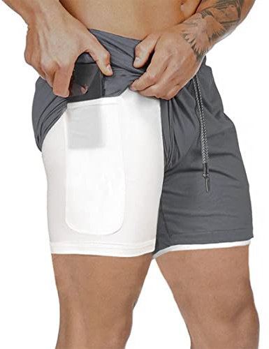 XDSP Compression Shorts Hommes Sport Séchage Rapide Short Course Pantalon Court Leggings Sport Poche Base Layer Stretch Fitness