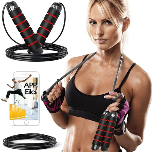 Springseil Fitness Springseil mit Seil Ersatzteil für Crossfit Männer und Frauen, Springseil zum Springen und Trainieren zu Hause, Springseil und Crossfit, für Herren und Gymnastik zu Hause (Rot)