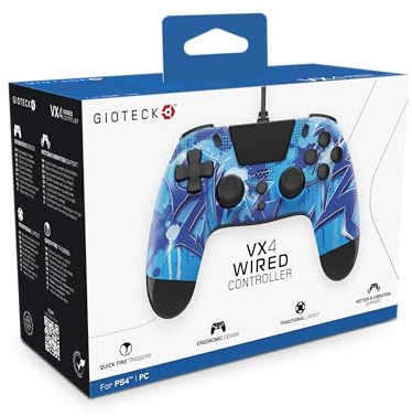 Gioteck - Mando con cable de color camo blanco VX-4 para PS4 y PC (PlayStation 4)