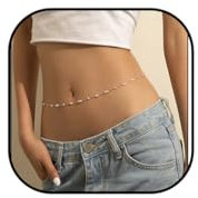Zookey Boho Bauchkette Silber Taillenkette Perlen Taillenkette Perle Körperkette Schmuck für Frauen und Mädchen