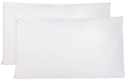 Par de Fundas de Almohada 100% Puro algodón 40x70 cm, Juego de 2 Camas Cojines Telas, Cierre de Bolsas, Color sólido, tamaño estándar con - Blanco