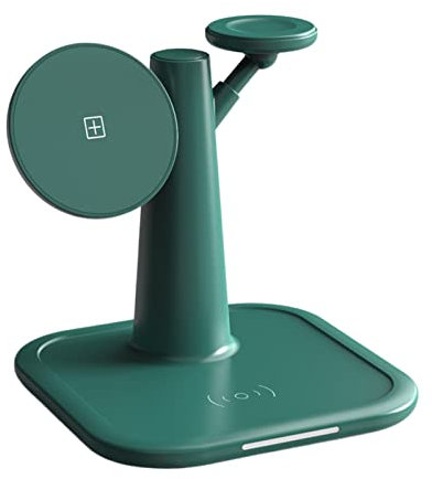 Kripyery Adaptateur chargeur sans fil intelligent Qi à charge rapide pour téléphone intelligent, écouteurs, montre, chargeur sans fil vert