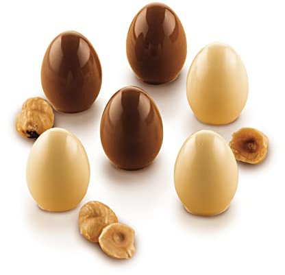 silikomart | Moule en Silicone pour chocolats CHOCO EGG, antiadhésif, 15 chocolats, paquet de 1 Moule pour sucreries, Easy Choc, Ø 23 mm, h 30 mm, Volume 120 ml, Made in Italy
