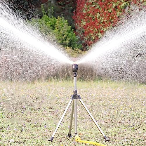 Drehbarer Stativ-Sprinkler, 360 Grad Automatic Rotating Teleskop-Sprinkler-Stativ,Bewässerungsregner Für Große Flächen, Hof, Garten, Rasen