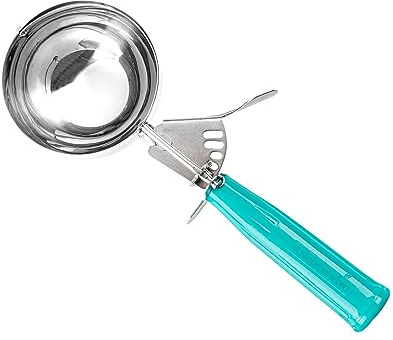 Met Lux - Cuchara de porciones de 6 onzas, 1 cuchara duradera para disher – gatillo para el pulgar, plato de helado de acero inoxidable verde azulado, para control de porciones, para helado, puré de