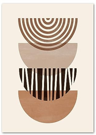 Rwraps Beige Grafiken, Drucke und Gemälde, braune Halbkreis-Leinwand-Kunstwand, Vintage-Poster für Wohnzimmer, Innendekoration, Bilder, 40 x 60 cm, ohne Rahmen