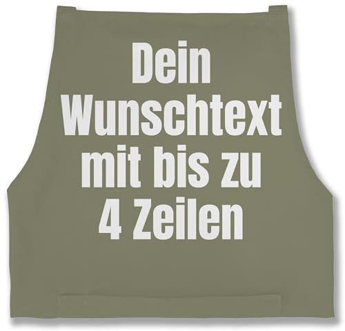 Schürze - Aufdruck selbst gestalten - Wunschtext I Eigener Text I Custom Text - 85x69 - Sage Grün - kochschürze die man bedrucken kann kochschuerze maenner personalisierte datum schürzen