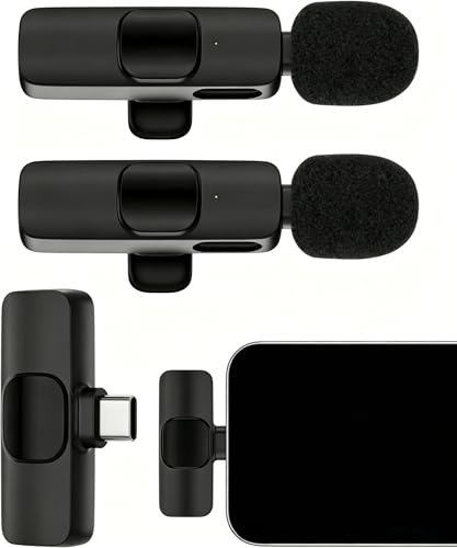 Bordsek Micrófono Lavalier inalámbrico USB C, micrófono Bluetooth de solapa para Apple iPhone 17