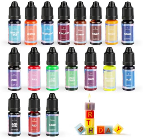 Colorant liquide pour bougies - 18 couleurs - Colorant pour cire de soja - Colorant pour cire