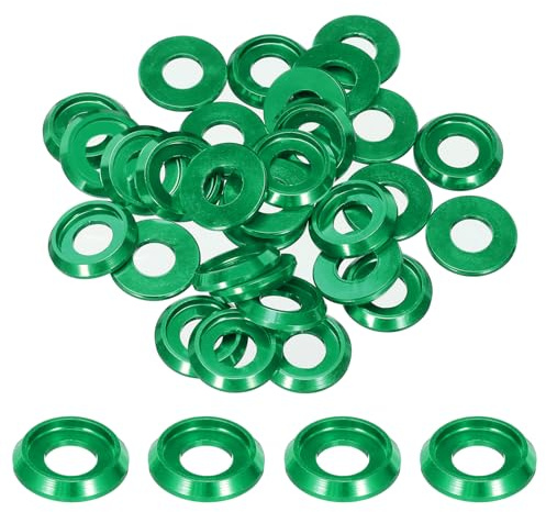 QUARKZMAN Rondelles Coniques M6 Avec Tête en Forme de Coupe, Diamètre du Trou 6mm/0,24, Rondelles en Aluminium pour Vis RC/FPV/PC/Drone/Accessoires Mécaniques, Lot de 40 (Vert)