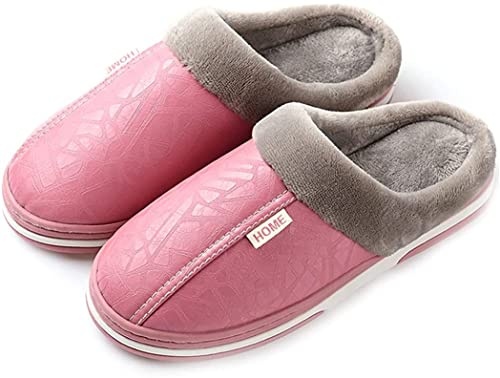 Herr Dam Tofflor Skum Memory Hus Utomhus Inomhus Skor Slip-on Sole Clog Anti-Skid Komfort Fleece Foder Fuzzy Bomull Rosa 34/35 EU