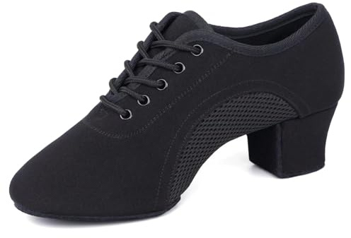 ARCLIBER Black Latin Dance Shoes for Women Lace-up Split-Sole Professional Practice Salsa Modern Ballroom Dance Shoes Women 8.5(41)