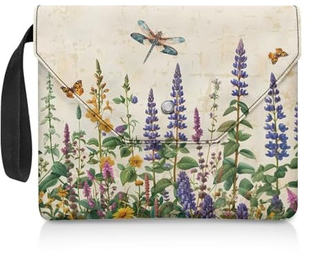 COEQINE Buchumschläge für Hardcover Libelle Druck Umschlag Buch für Dokumente Ästhetische Beige Buchhüllen Hülle mit Griffen Knopf Buch Zubehör Reise Hard Book Cover Protector