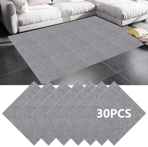 GBACHOOSE 30 azulejos de moqueta de 30 x 30 cm, autoadhesivos, para oficina, salón, balcón (gris claro)