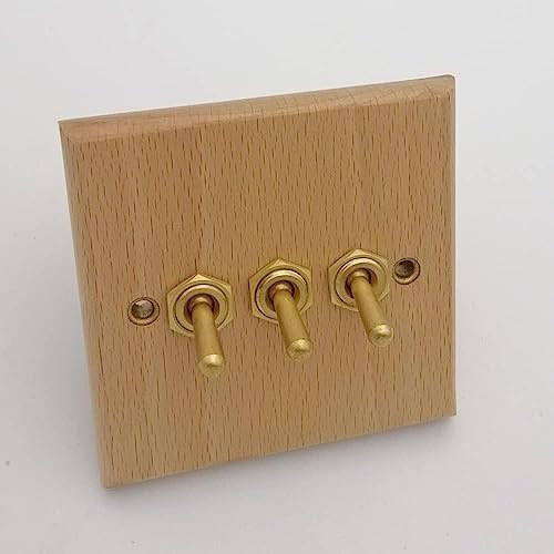 interruptor de luz, Interruptor de pared Manual de madera maciza oculta de 2 vías, 1-4 entradas, interruptor de palanca de luz for el hogar de 110-250V, interruptor de palanca tipo pared 86(3 gang)