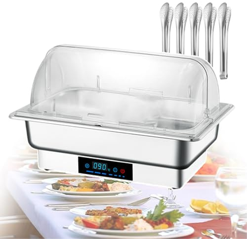 Chafing Dish Elettrico Da 9Litri Con Ciotola Da Pranzo Di Grande Capacità, Pentola Riscaldante Per Buffet In Acciaio Inossidabile Da 600W, Scaldavivande Per Mantenere Piatti Caldi,1-grid