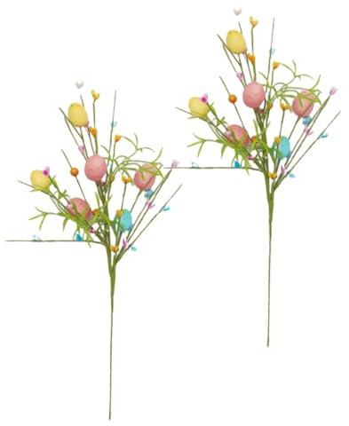 Warmhm 1 Satz Osterei-stecklinge Blumenstiele Mit Beeren Wohndekoration -DIY-projekte Osterdeko Selber Machen Künstlicher Osterstrauß Ostern Wohnkultur Osterblumen Seide 2st