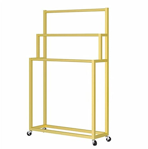 3-stöckiger goldfarbener Metall-Schal, Krawattenschal, Hijab, Hose, Jeans, Kleiderwagen mit Rollen, Handtuchtrockner für Badezimmer, Salon, Spa, Pool, Mehrzwecknizer (120 x 30 x 150 cm)