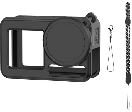 THLMT Schutzhülle Silikon Objektivschutzabdeckung Kompatibel für DJI Osmo Action 5 Pro, Action Kamera Gehäuseschale Sportkameragehäuse Rahmenhalterung Hülse mit Objektivkappe (Schwarz)