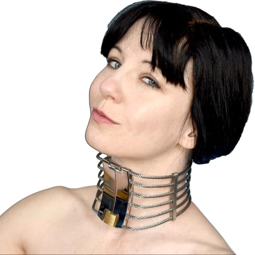 Honeylust BDSM Halsband – breites Metall Halskorsett, Sklave, Dom | Abschließbarer Halsreif, silikonummantelt, stufenlos verstellbar – Fetisch Collar Submissive Klinik Rollenspiel Bondage