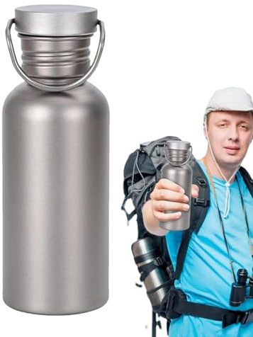 Outdoor Titan Flasche - Ultraleichte Sportflasche für Fahrrad, Trekking und Abenteuer | Tragbare Titan Flasche Hitzebeständig | Wasserkocher kochend perfekt