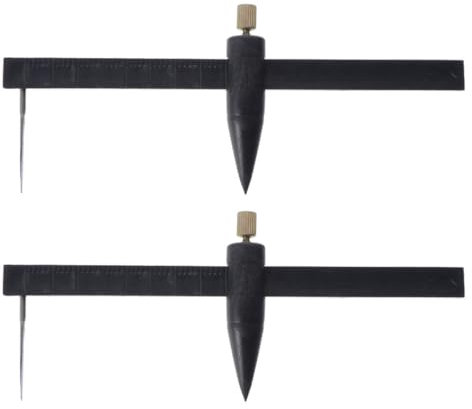 SHINEOFI 2pezzi Compasso per Cerchi in Plastica Nera Strumento per Intaglio Ceramica e Righello per Modellismo Scultoreo Artigianale di Precisione e Durata