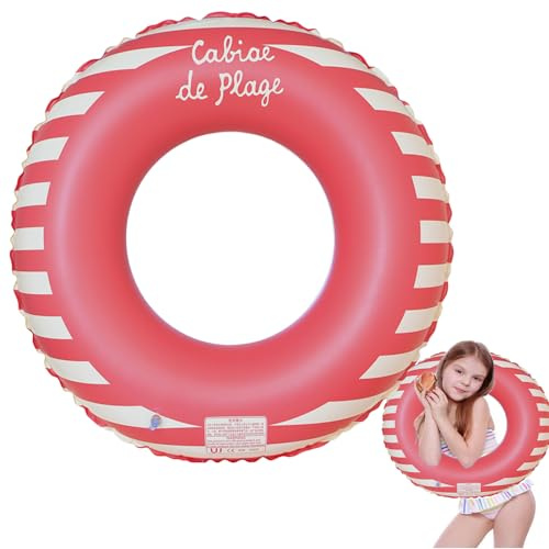 Anello di nuoto gonfiabile, Vintage a Righe Ciambella Salvagente Gonfiabile, Salvagente Adulti in PVC con Valvola d'Aria, Anelli Gonfiabili Piscina Galleggiante, Aiuto al Nuoto ﻿ (rosso-2)