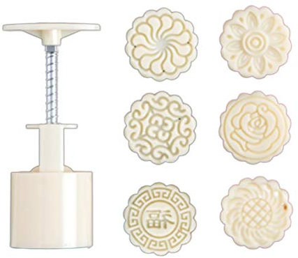 60g-75g Mooncake Mold 6pcs Flower Stamps Hand Press Moon Cake Pastry Mould DIY Bakware Mid-Autumn Festival