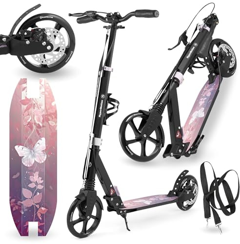 HyperMotion Skyline Monopattino Bambino/Bambina Rosa con Ammortizzatore - 2 Ruote in Alluminio, Freni a Disco e Pedale, Portata 100kg - Per Adulti e Ragazzi da 6 Anni