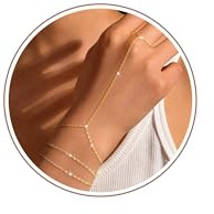 Tewiky Armband für Damen, 14K Gold Silber Handkette mit Ring Armreif | Vergoldete Anlaufsichere Handkette Mit Ringanschluss, Wasserfester Modeschmuck, Praktisches Geschenk für Frauen und MäDchen