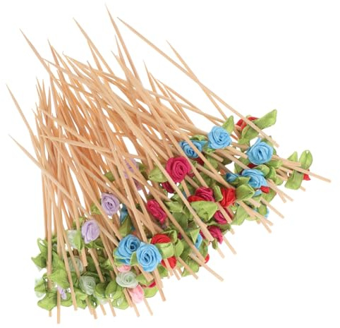 TIDTALEO 100piezas Palillos De Frutas y Flores Decorativos Palillos Para Aperitivos y Frutas Para Fiestas De Té Despedidas De Soltera Bodas y Celebraciones