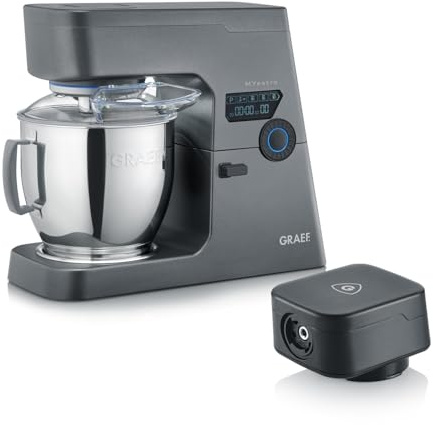 GRAEF Küchenmaschine MYestro KM7016 mit Adapter | Knetmaschine mit 7 Liter Edelstahl-Rührschüssel | Multifunktionale Rührmaschine mit flüsterleisen und effizienter 800 Watt Gleichstrommotor