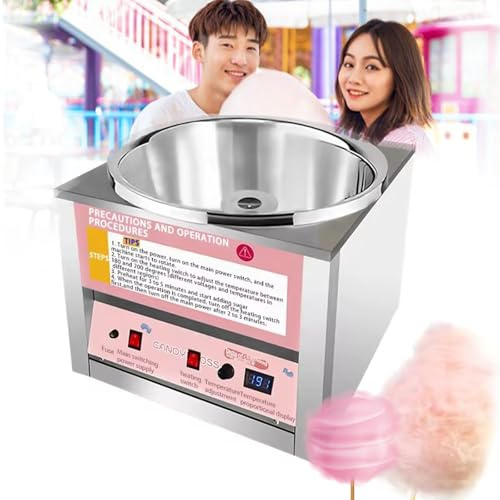 Commercial Electric Cotton Candy Maker, Stainless Steel with Temperature Control, Perfect for Parties, Parks, and Family Gatherings