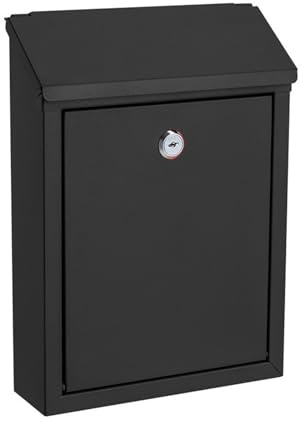 Wandbriefkasten, Standbriefkasten Freistehend mit Schloss, Briefkasten Modern aus Verzinktem Stahl für Zuhause, Büro, Schule, 30x7x21cm, Schwarz