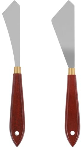Bremorou 2 cuchillos de paleta, cuchillo de paleta, raspador de mezcla, cuchillos de paleta de acero inoxidable, espátula de arte con mango de madera, espátula artística para aceite, lienzo, pintura