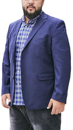 LIEROLYE Giacca Estiva Da Uomo Per Taglie Forti E Alte, Cappotto Da Matrimonio Monopetto A 2 Bottoni, Giacca Da Abito Formale Da Lavoro(Navy,XXXX-Large)