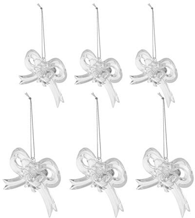 6 Piezas de Adornos de Arco navideño con luz LED Adornos Colgantes para árboles de Navidad Decoraciones con Lazo transpa