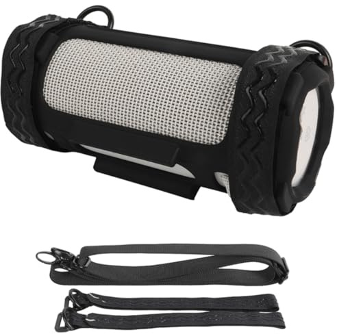 Custodia protettiva in silicone per JBL Grip, custodia morbida e flessibile da viaggio con tracolla staccabile e cinturino fisso per bicicletta (nero)